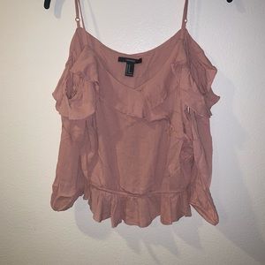 Blush Cold Shoulder Ruffled Blouse